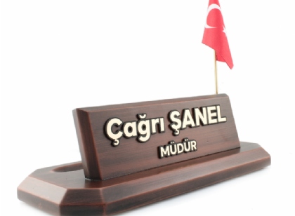 Ahşap Türk Bayraklı İsimlik