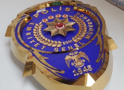 Kabartma Gold Krom Polis Logosu