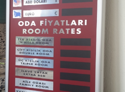 Döviz kuru ve Oda Fiyatları panosu